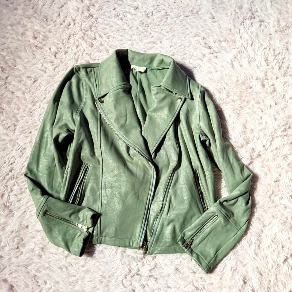 Soft Faux Suede Moto Asymetrical Utility Military Edgy Jacket Womens XL Hipster